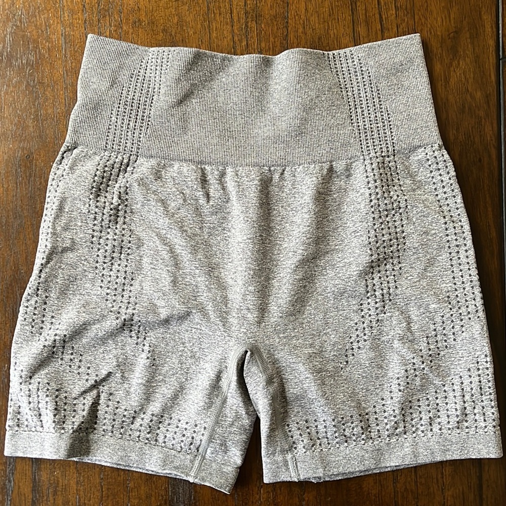 Grey seamless workout shorts